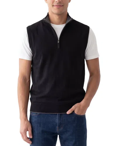 Raffi Merino Wool 1/4-zip Mock Vest In Black