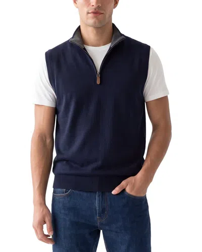 Raffi Merino Wool 1/4-zip Mock Vest In Blue