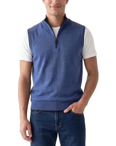 Raffi Merino Wool 1/4-zip Mock Vest In Blue