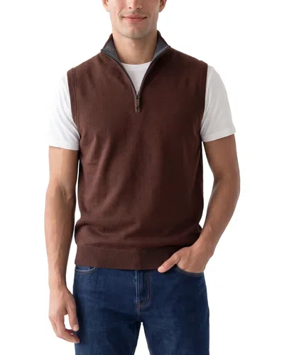 Raffi Merino Wool 1/4-zip Mock Vest In Brown