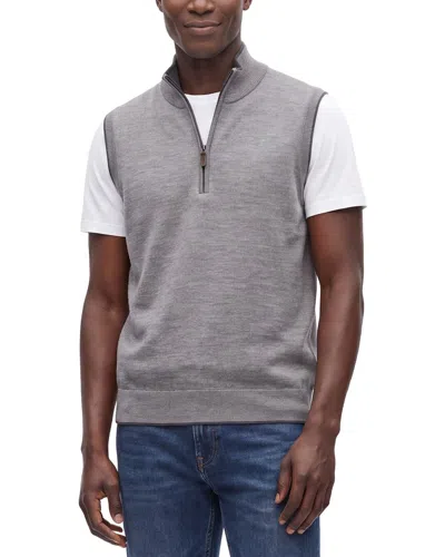 Raffi Merino Wool 1/4-zip Mock Vest In Gray
