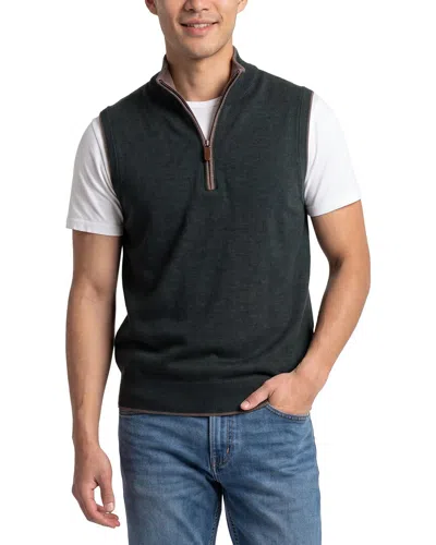 Raffi Merino Wool 1/4-zip Mock Vest In Green