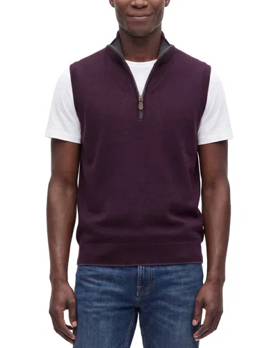 Raffi Merino Wool 1/4-zip Mock Vest In Purple