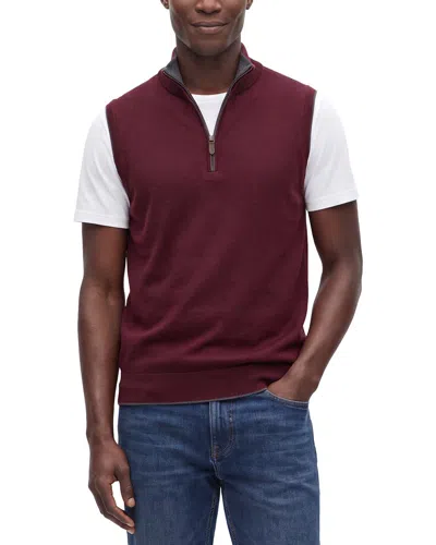 Raffi Merino Wool 1/4-zip Mock Vest In Red