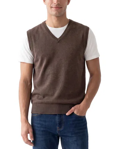 Raffi Merino Wool V-neck Vest In Brown