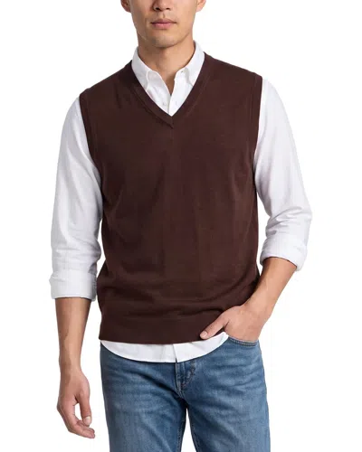 Raffi Merino Wool V-neck Vest In Brown
