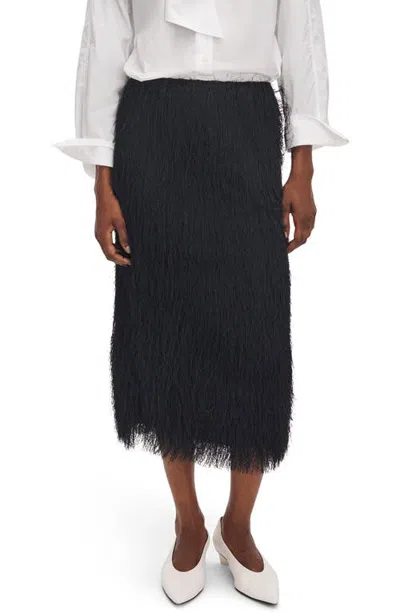 Rag & Bone Amalia Eyelash Fringe Midi Skirt In Black