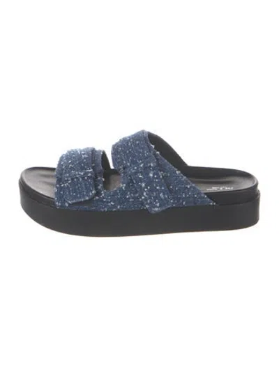 Pre-owned Rag & Bone Denim Tweed Pattern Slides In Blue