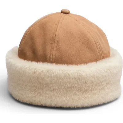 Rag & Bone Elle Faux Shearling & Suede Cap In Natural Suede