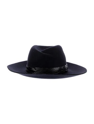 Pre-owned Rag & Bone Fedora Hat In Blue