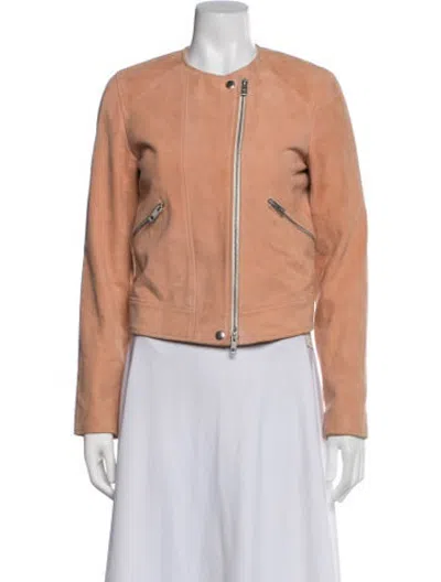 Pre-owned Rag & Bone Goat Leather Biker Jacket In Pink