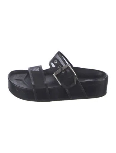 Pre-owned Rag & Bone Leather Mesh Accents Slides In Black/blue
