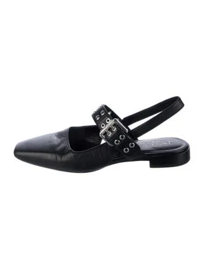 Pre-owned Rag & Bone Leather Slingback Flats In Black