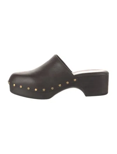 Pre-owned Rag & Bone Leather Studded Accents Mules In Brown