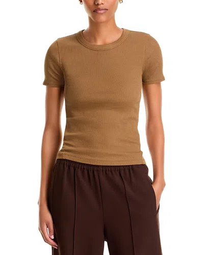 Rag & Bone The Essential Rib Crewneck Tee In Brown
