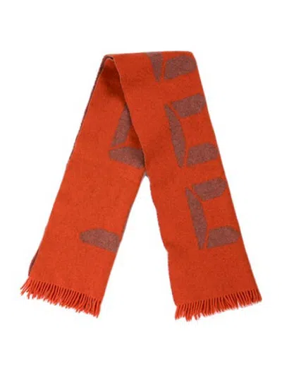 Pre-owned Rag & Bone Wool Graphic Print Scarf In Orange