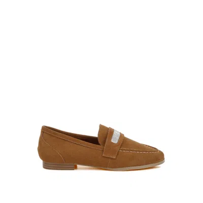 Rag & Co Women's Brown New Ode Rhinestone Penny Strap Loafers In Tan By