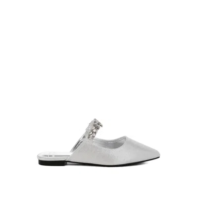 Rag & Co Women's Magnum Diamante Strap Glitter Mules In Silver By
