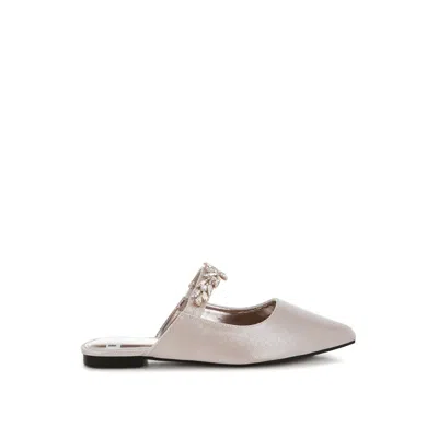 Rag & Co Women's Neutrals Magnum Diamante Strap Glitter Mules In Beige By  In Nude