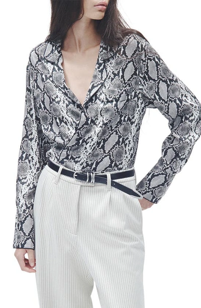 Rag & Bone Aurora Snakeskin Print Silk Blend Button-up Shirt In Snake Print