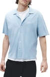 Rag & Bone Avery Cotton Short Sleeve Button-up Shirt In Dusty Blue