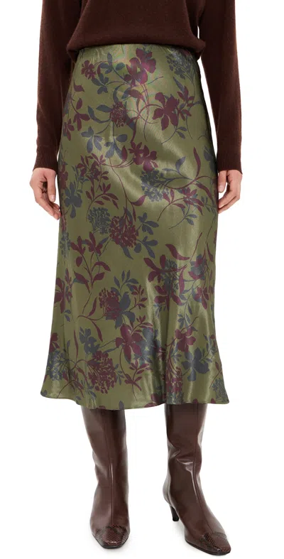 Rails Anya Satin Skirt Olive Dahlia In Green