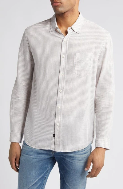 Rails Connor Stripe Linen Blend Button-up Shirt In Ghurka White Pinstripe