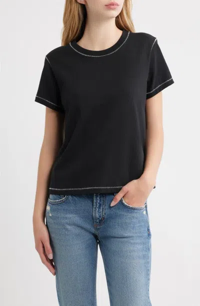 Rails Girlfriend Cotton T-shirt With Contrast Stitching In Black