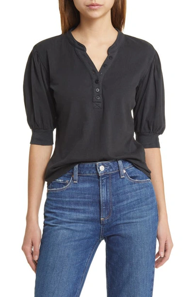 Rails Jewel Puff Sleeve Top In Washed Black