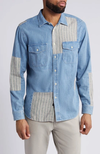 Rails Larsen Patchwork Denim Button-up Shirt In Medium Indigo Patchwork