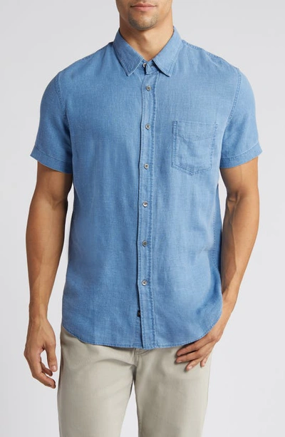 Rails Paros Short Sleeve Linen Blend Button-up Shirt In Celsius