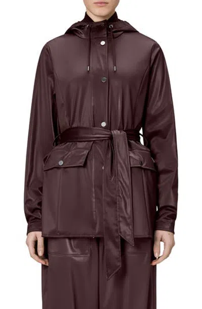 Rains Curve Waterproof Rain Jacket In Brown