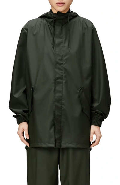Rains Fishtail Hooded Waterproof Rain Jacket In Green