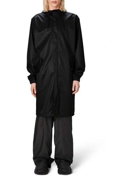 Rains Waterproof Fishtail Parka In Black Grain