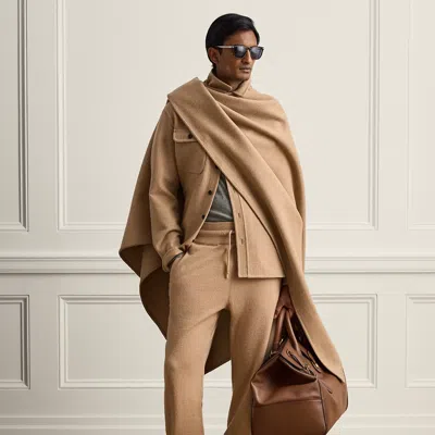 Ralph Lauren Hand-tailored Cashmere Cape In Camel In Brown