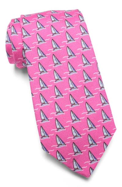 Ralph Lauren Kids' Sail Boat Cotton & Silk Tie In Pink/ Blue