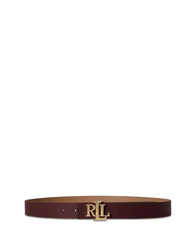 Ralph Lauren Logo Reversible Pebbled Leather Belt In Multi