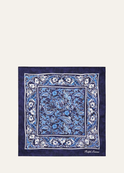 Ralph Lauren Men's Choppa Tonal Silk Pocket Square In Blue