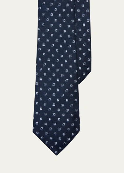 Ralph Lauren Men's Dotted Squares Silk Tie In Blue