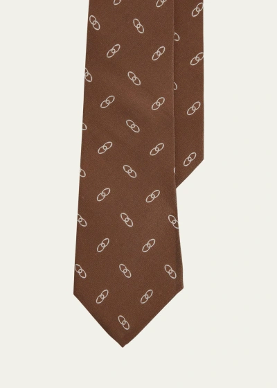 Ralph Lauren Men's Linked Ovals Silk Tie In Brown