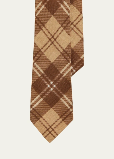 Ralph Lauren Men's Tonal Plaid Linen Tie In Brown