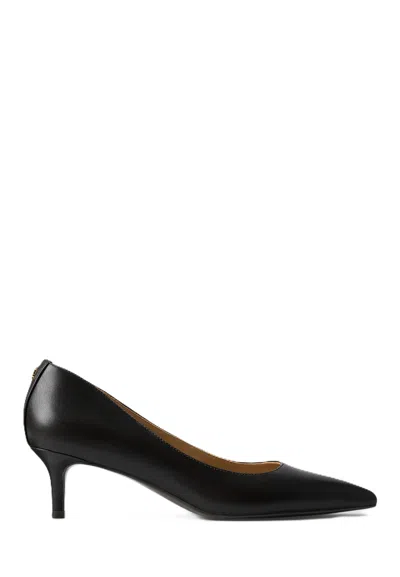 Ralph Lauren Metallic Detail Low Kitten Heel Pumps In Black