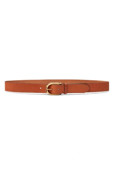 Ralph Lauren Purple Label Welington Calfskin Leather Belt In Gold