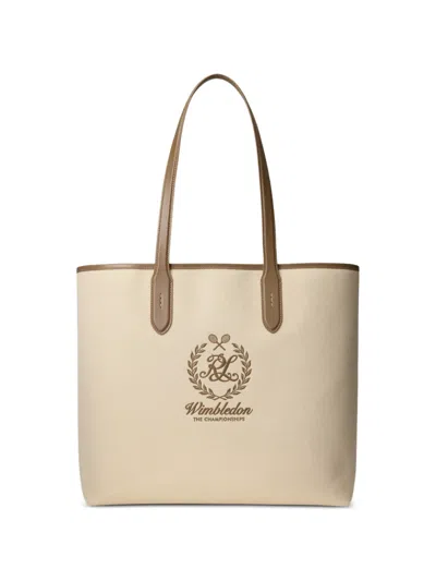 Ralph Lauren Wimbledon Logo-embroidered Tote Bag In Neutral