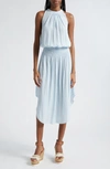 Ramy Brook Audrey Smocked Waist Sleeveless Midi Dress In Crystal Blue