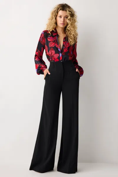Ramy Brook Claudie High Rise Wide Leg Pant Black In Multi