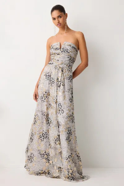 Ramy Brook Dorise Printed Strapless Gown In Animal Print