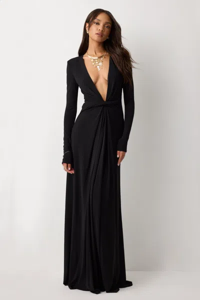 Ramy Brook Martini Jersey Plunging Gown Black