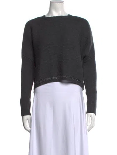 Pre-owned Ramy Brook Merino Wool Crew Neck Sweater In Grey