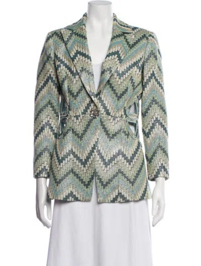 Pre-owned Ramy Brook Patterned Blazer In Green